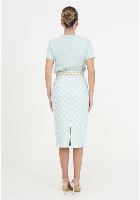 Women's midi skirt with logo print and scarf belt ELISABETTA FRANCHI | GOS1141E2BZ2